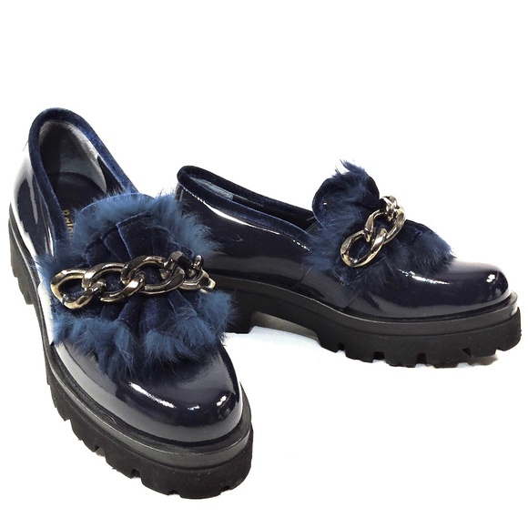 Baldinini Shoes - BALDININI 🇮🇹 WOMEN'S BLUE PATENT LEATHER COMFORT FASHION LOAFERS